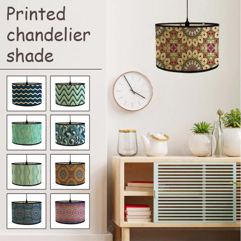 Retro Style Flower Printing Lampshade Japanese Style Homestay Decor Bamboo Art Chandelier Light Cover Chandelier Wall Lamp Shade