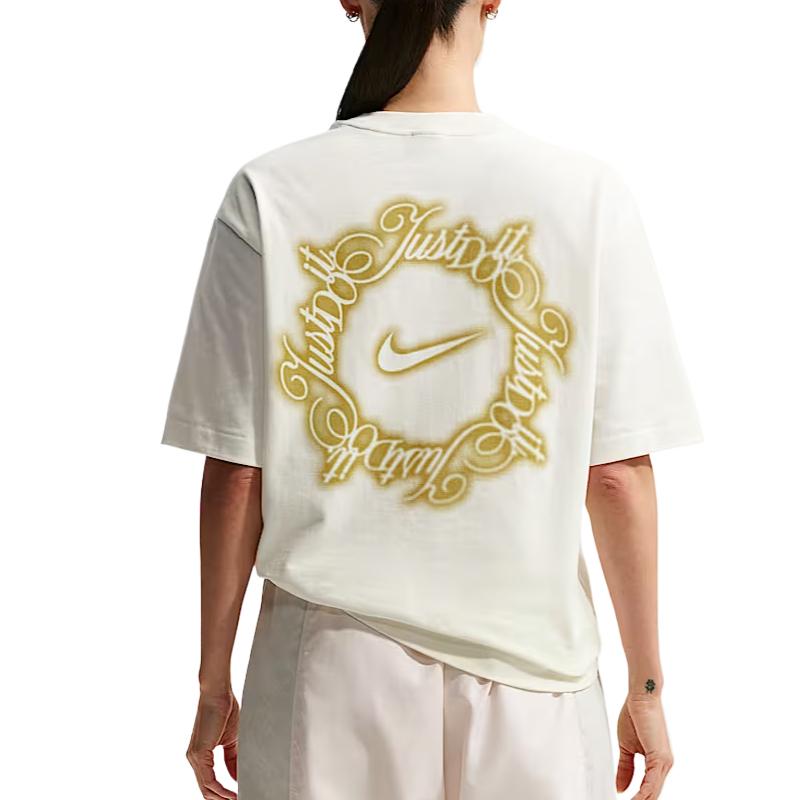 Nike Loose Fit Round Neck Comfortable Solid Color Short Sleeve Drop Shoulder T-Shirt Women tops IO3526-133
