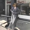 Hooded knitted dress women's autumn and winter inner wear loose lazy style temperament medium and long knee sweater backing skirt