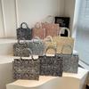 New fashion retro style contrasting color D home shopping bag tote bag handbag