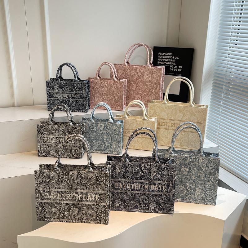 New fashion retro style contrasting color D home shopping bag tote bag handbag