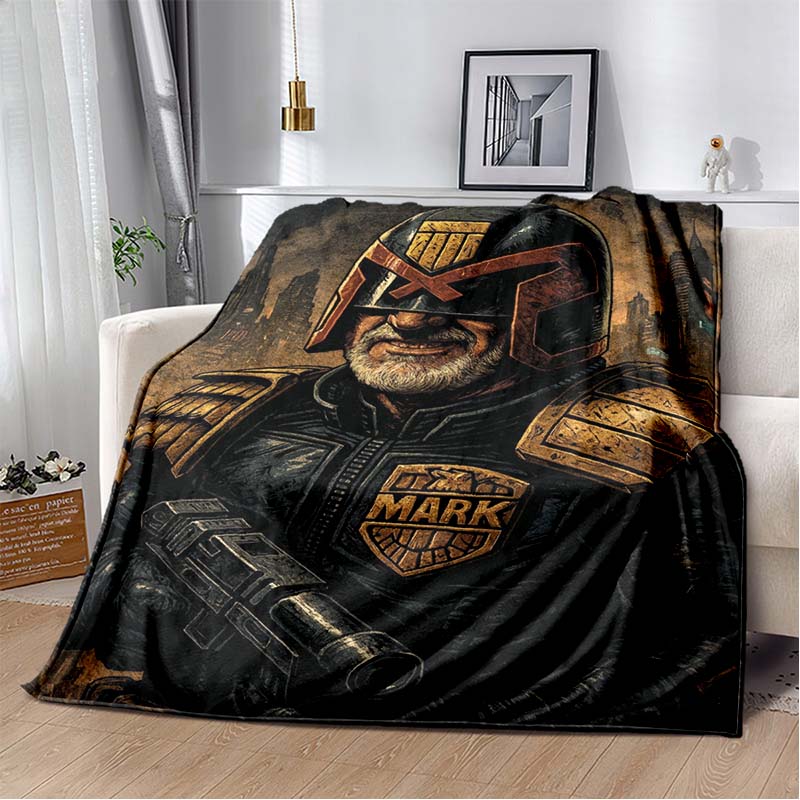 Dredd Judge Helmet Fire Movie Poster Print Soft Flannel Throw Blanket Warm Sofa Couch Bed Home Decor Cover For Action Fans