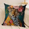 European Fashion Leopard Cushion Cover Silky Short Plush Invisible Zipper Dustproof Sofa Pillow Case for Home Decor