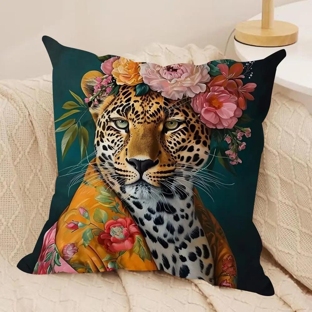 European Fashion Leopard Cushion Cover Silky Short Plush Invisible Zipper Dustproof Sofa Pillow Case for Home Decor