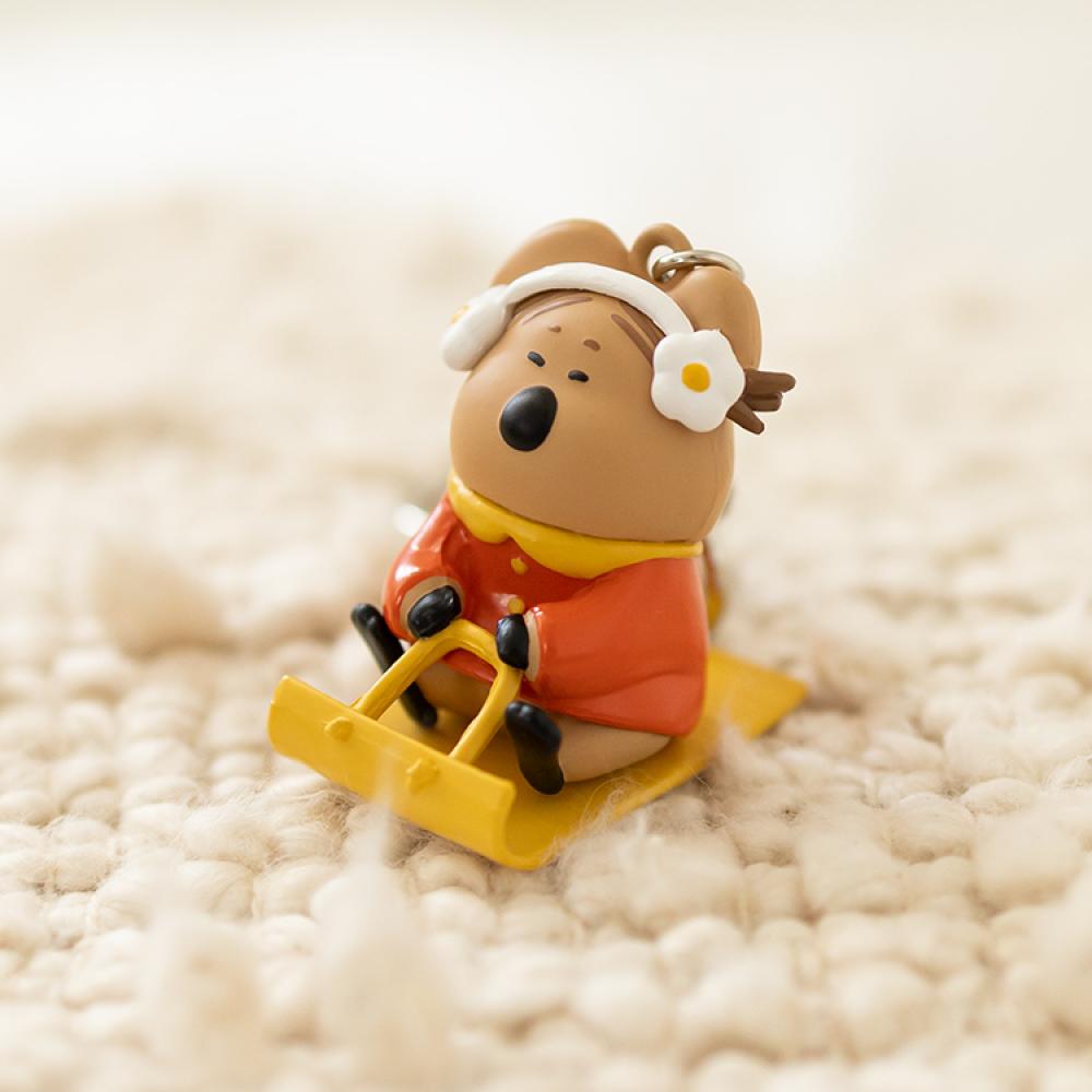 Dinotaeng Marshville Coco Cup Snow Sled Figure Keyring - Daisy
