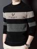 Color Block Knitted Sweater, Men's Casual Warm Mid Stretch Crew Neck Pullover Sweater for Men Fall Winter