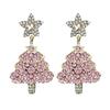 1 Pair Christmas Earrings Deer Snowflake Xmas Tree Design Hook Earrings Sparkling Rhinestones Party Earrings