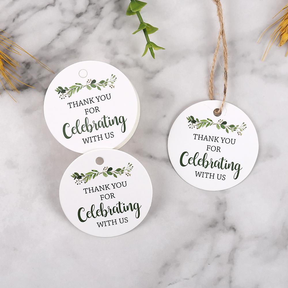 Waldgrüne Blatt-Geschenkanhänger, 4,5 cm rund - Dankeschön-Anhänger für Verpackungen