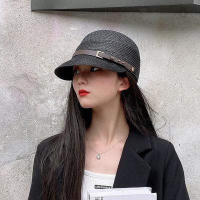 Letní slámové zpravodajské čepice pro ženy jednobarevná mašlička prodyšná síťovina slaměný baret umělec malířský klobouk elegantní dámská čepice
