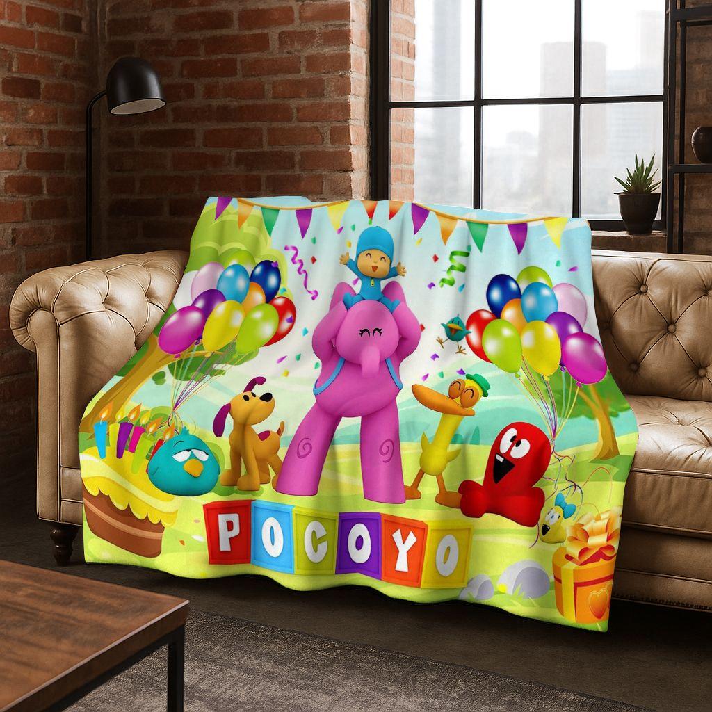 P-Pocoyo Elly Pato Cartoon Flanelldecke Weiche Warme Überwurfdecke für Bett Schlafzimmer Zimmer Wohnzimmer Reise Picknick Kindergeschenk