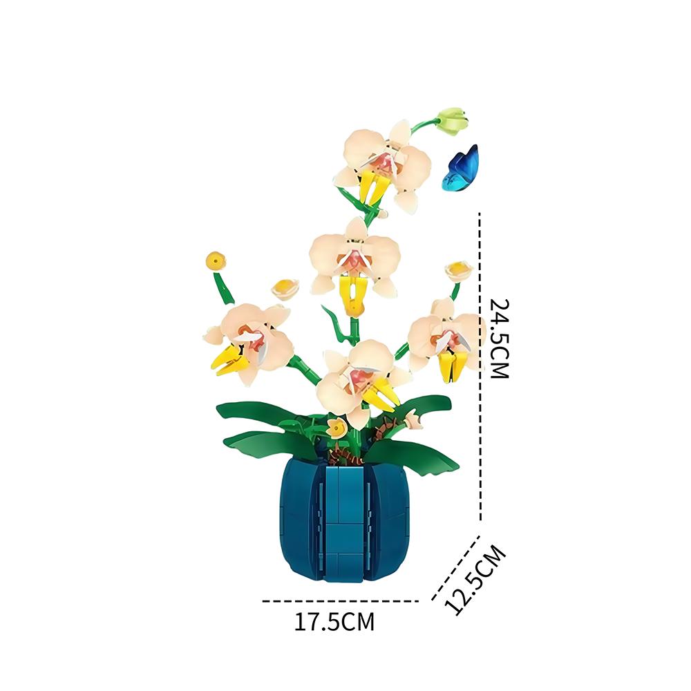 Phalaenopsis Baustein-Set für Kinder - Lustige Simulation einer blühenden Topfpflanze, Ideal zur Dekoration von Zimmern & Geschenke für Mädchen