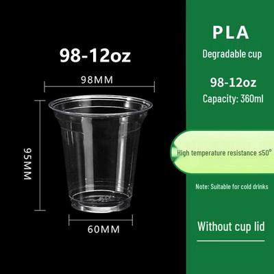 ZISIZ Disposable PLA Transparent Cold Drink Cup