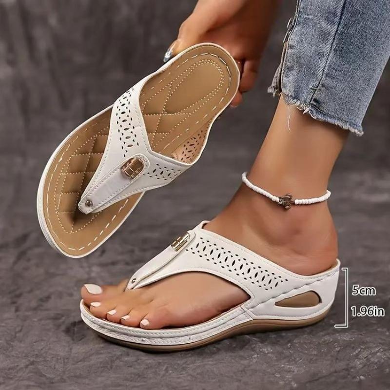 Toe cool slippers women's summer new large size hollow thick-soled sandals women's shoes