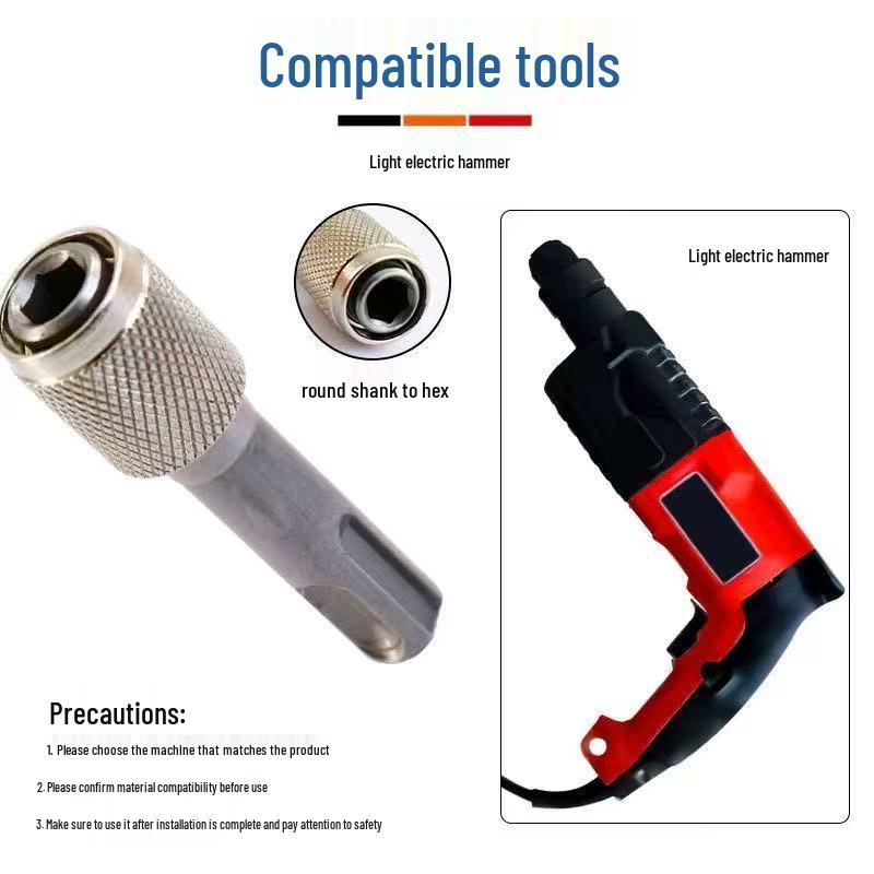 Round To Hex Shank Telescopic Converter: Electric Hammer Impact Bit Adapter