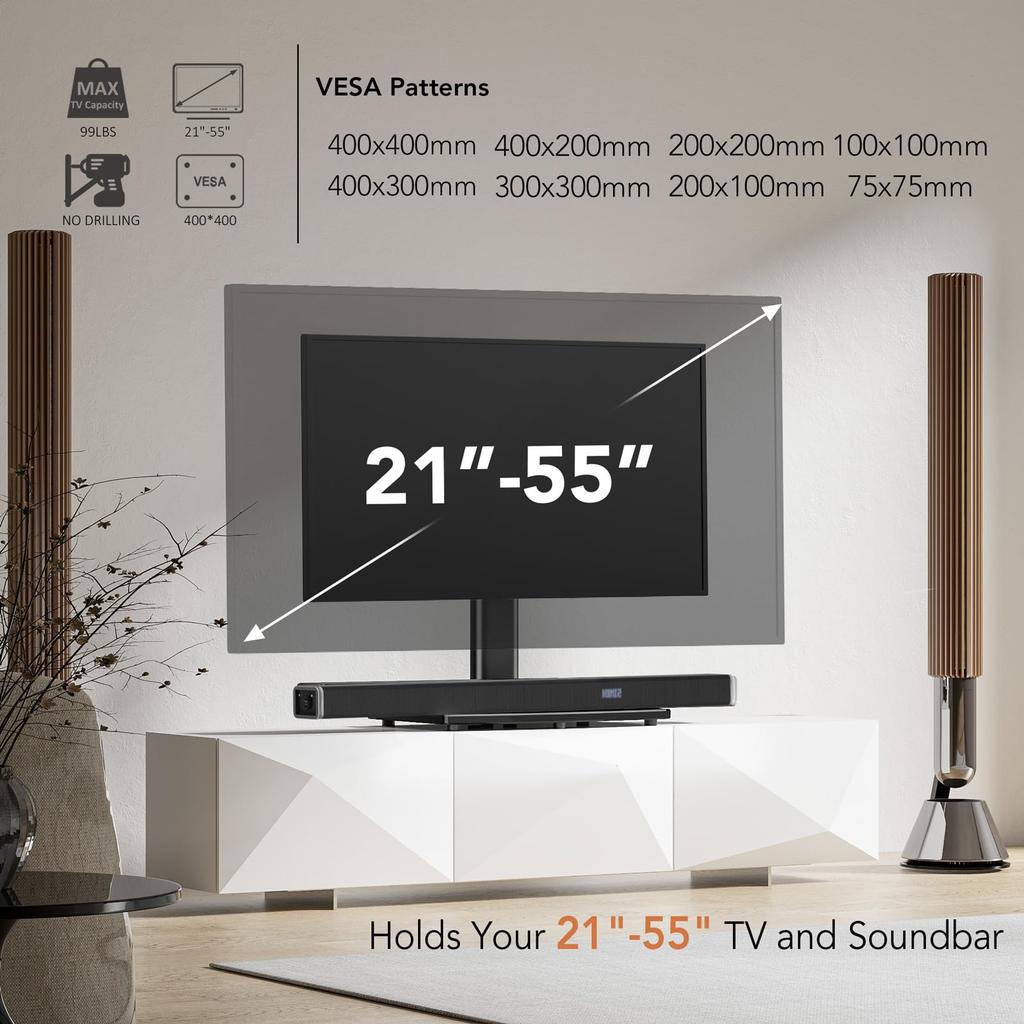 Universal Table Top Pedestal TV Stand Base with Swivel Mount for inches 21-47 HT02B-002