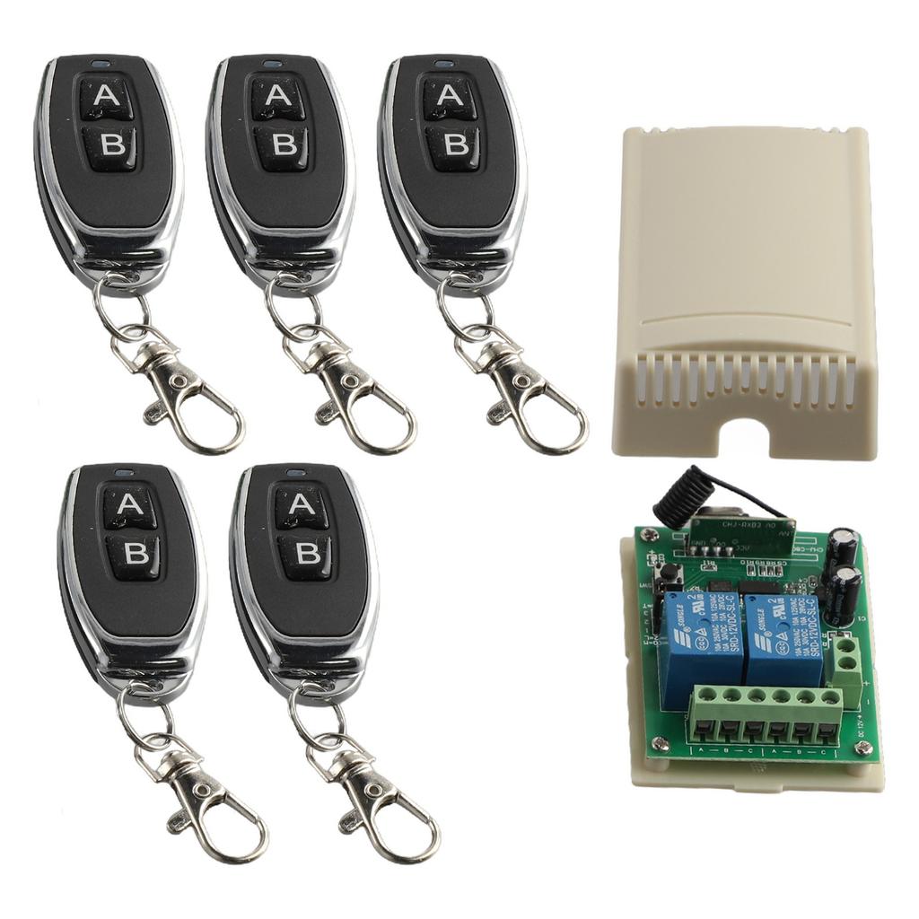 Opener Transmitter+Receiver 2 Keys Learning code(1527) Gate DC 12V 2CH 433MHz Relay Wireless Remote Control Switch
