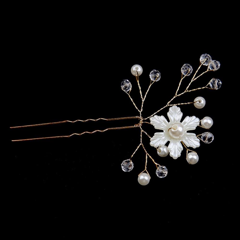 1 Piece Satin Flower Pearl Crystal Hairpin, Forest Fairy Style, Suitable for Bridal Look / Daily Updos / Party Wear