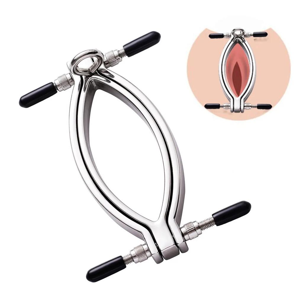 Bdsm Bondage Flirting Sex Toys of Adjustable Stainless Steel Clitoris Labia Clamp for Adults Games To Vagina Opener Stimulator
