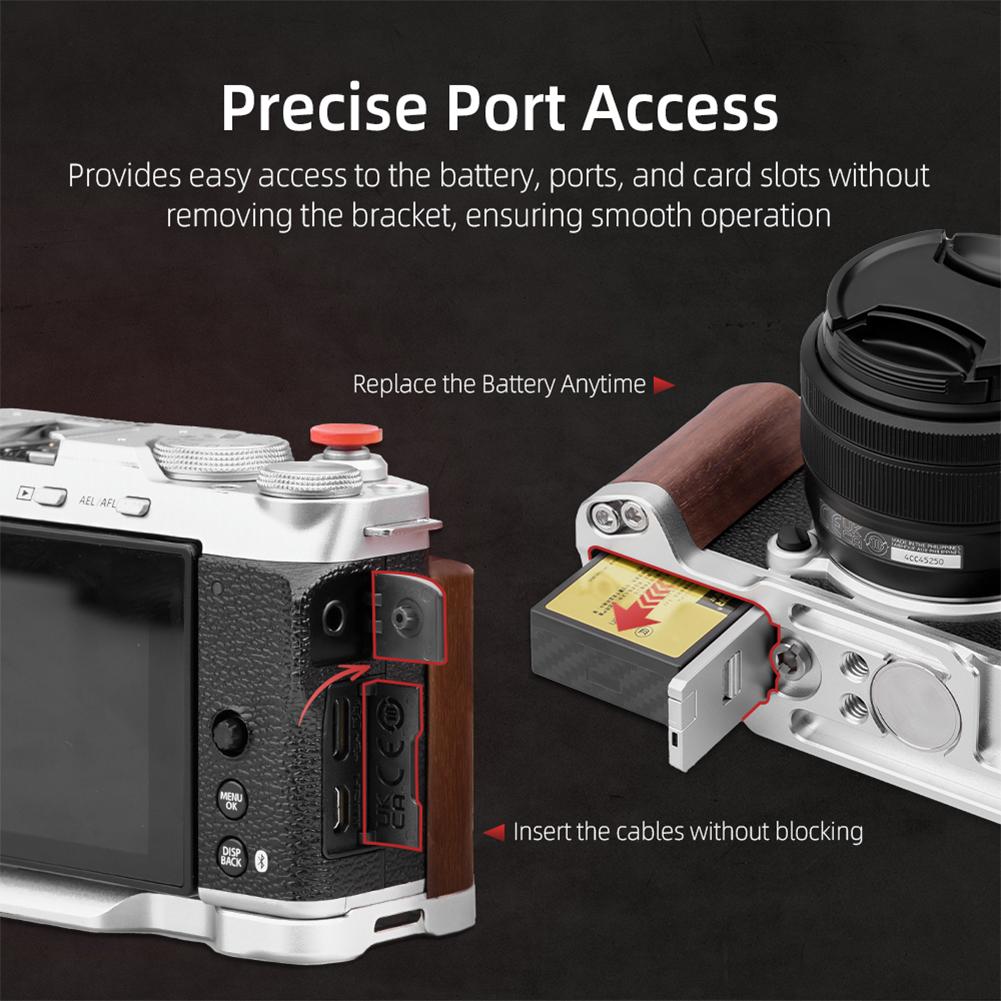 Camera Bracket For Fujifilm X-M5 Wood Hand Grip Handle Aluminum Base L-Shape Mount L Plate For Fujifilm XM5 Camera Accessories