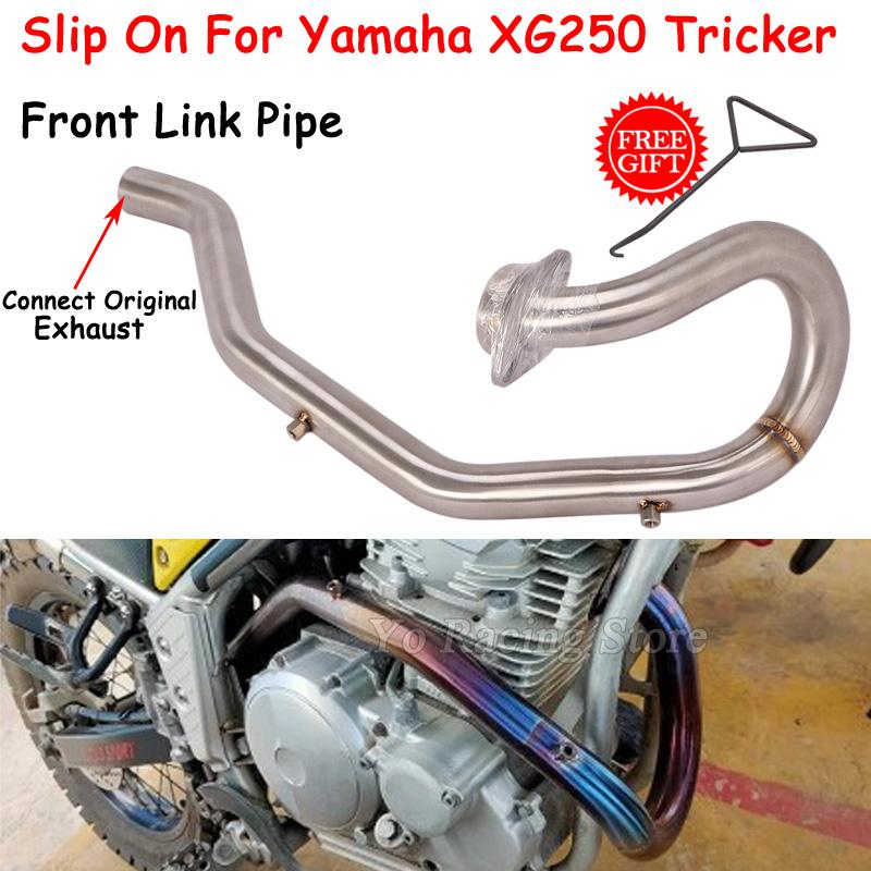 Slip On For Yamaha Tricker XG250 XG 250 Motorcycle Exhaust Escape System Front Link Pipe Connect Original Moto Muffler Tube