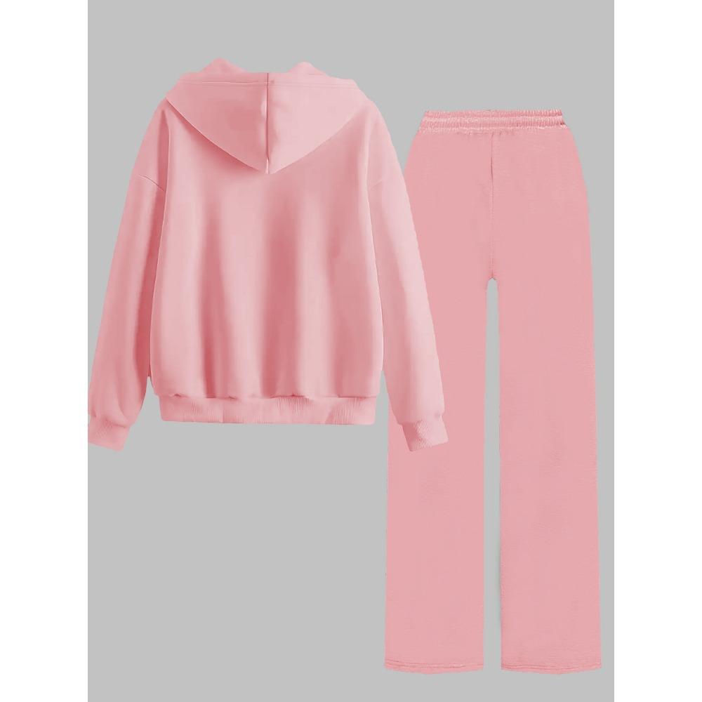 Set Casual Stampato Stile Retrò da Strada Felpa con Cappuccio Larga Pantaloni a Gamba Larga Set Due Pezzi Multifunzionale Adatto a Vari Scenari