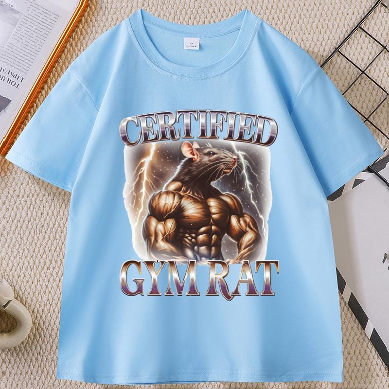 Certified Gym Rat Graphic Tee Funny Vintage 90s Style TShirt Unisex Casual High Quality Cotton Printed T Shirt Ropa Gym Hombre