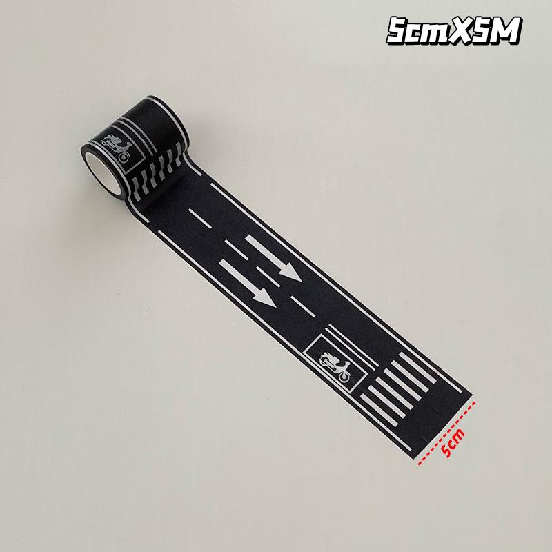 

Reusable Cartoon Road Track Stickers Black Road Tape For Party Racing Decor Pre-Pasted Glitter Finish Auto-Themed