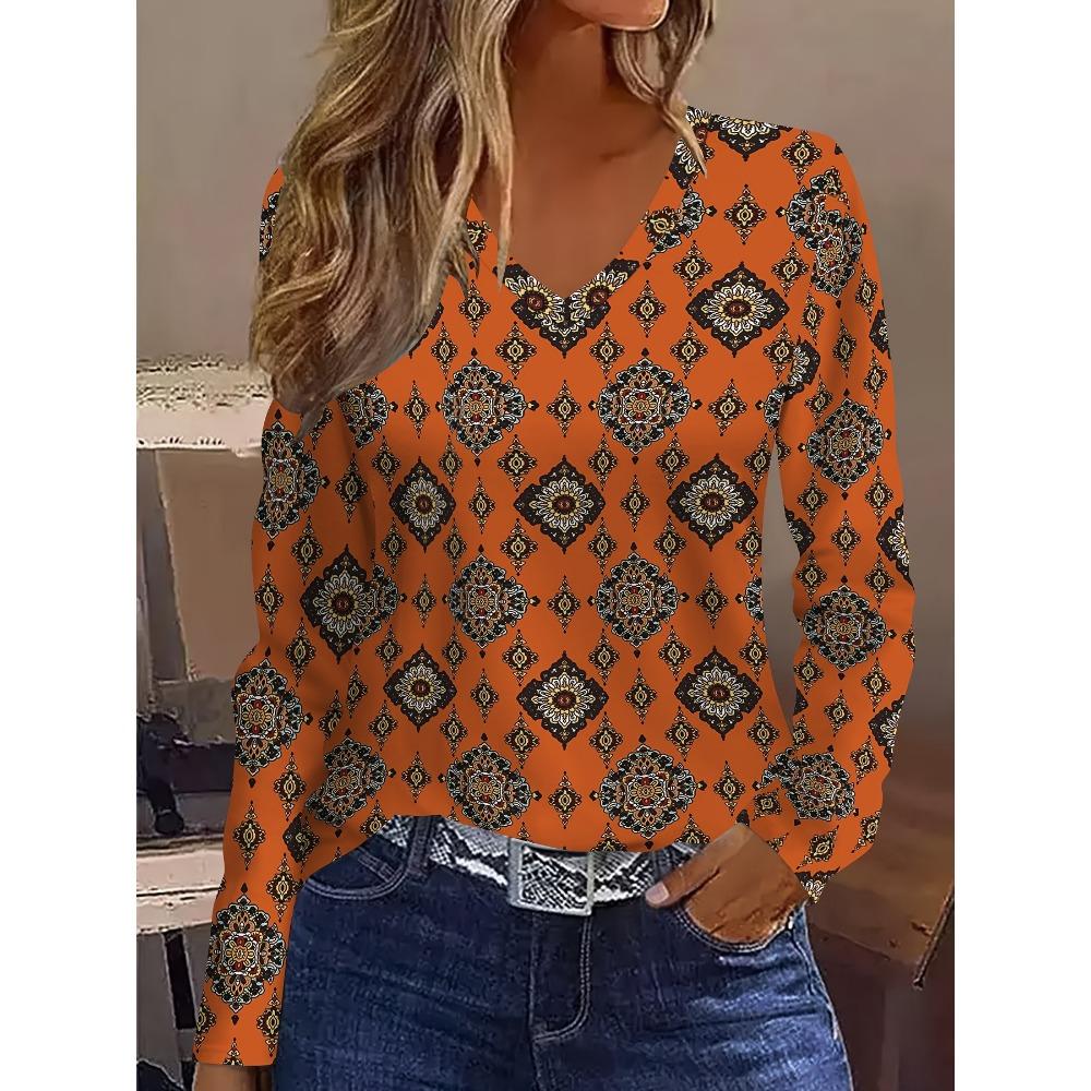 V-neck long-sleeved T-shirt casual fashion long-sleeved sports shirt