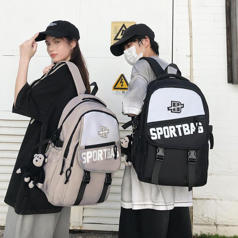 

Middle School Student Bag Color Block Men s Large Capacity Backpack Letter Print Couple s Travel Backpack