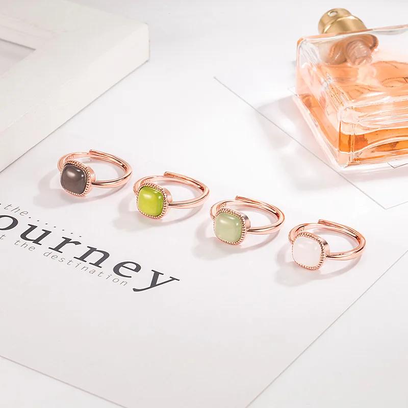 Natural Stone Rings Hetian Jade Small Sugar Adjustable Ring Party Wedding Jewelry Handmade Gift