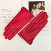 Ladies Sheepskin Gloves Classic Solid Color Versatile Leather Spring Knit Lining Cycling Driving Gloves Autumn
