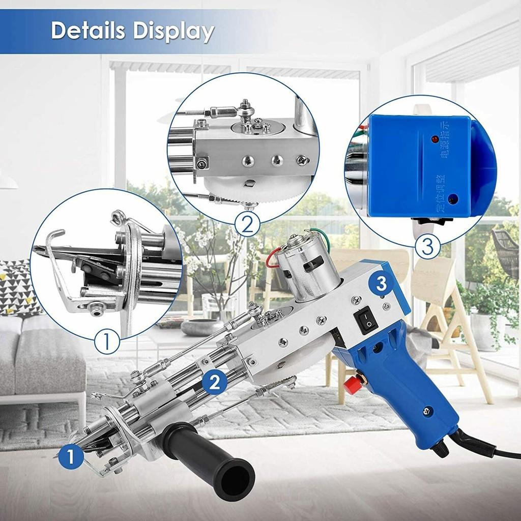 80W Electric Carpet Tufting Guns Hand Guns Carpet Weaving Flocking Machines Cut Pile Weaving Flocking Machines Loop Pile Cut Pile Rug AC 110V-240V