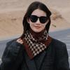 Houndstooth Velvet Snood: Cozy, Cold-Proof Pullover Neck Warmer & Universal Triangle Scarf.