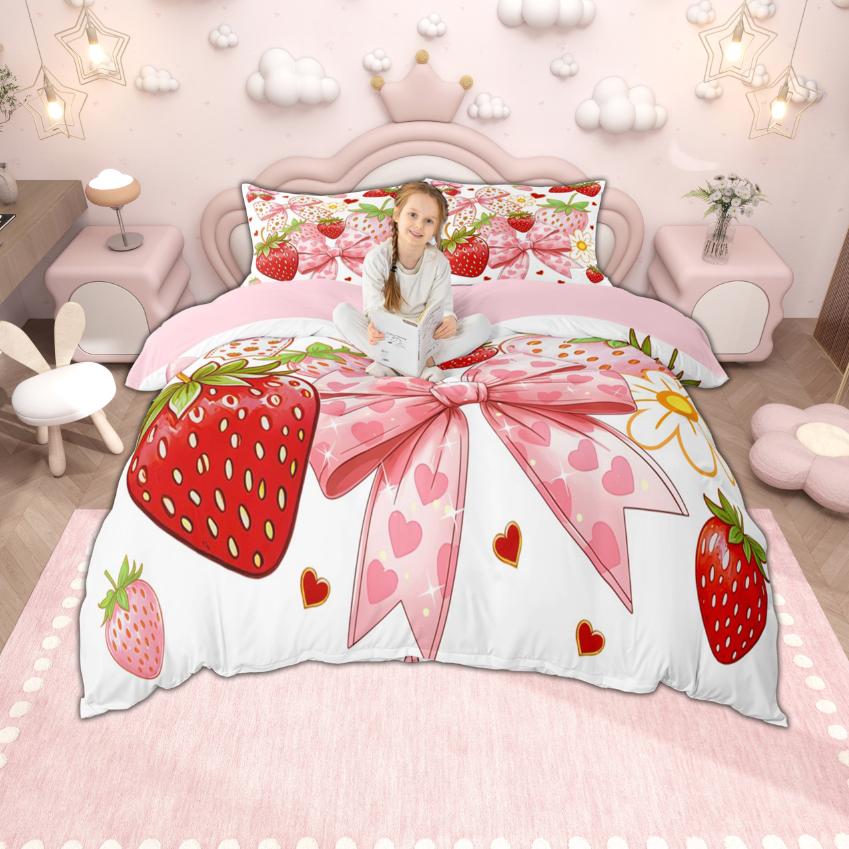 Homewish Girls Bow Knot Duvet Cover Set Kawaii Princess Style Bedding Dreamy Bowknot Bowtie Quilt Cover Set