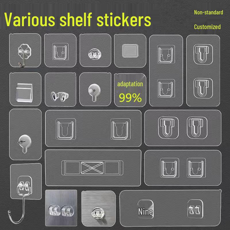 Strong No-Drill Multi-Functional Acrylic Hook with Child-Safety Buckle and Traceless Patch Storage Rack