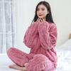 Pajama Set Pullover And Pants 2 Piece Women Velvet Ribbed Fleece Warm Casual Thicken Lounge Wear Autumn