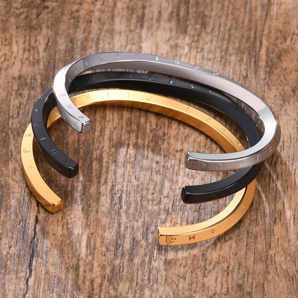 Nordic Runes Bangles,Men Bracelet,Stainless steel Twist Mobius Bangle Bracelets,Male Jewelry