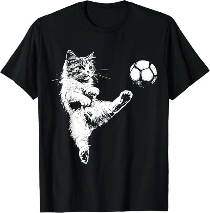 Funny Cat Soccer Ball Graphic T-Shirt Unisex T-Shirt S