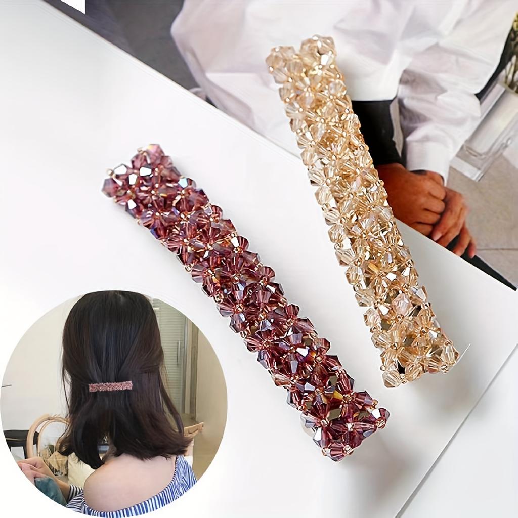 Elegant Crystal Rectangle Hair Clip Golden Metal Barrette Hairpin Hair Accessories