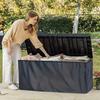 Einteilige Outdoor-Terrassenbox-Abdeckung - Schwarzes Premium-Oxford-Gewebe - Kompatibel mit den meisten anderen Terrassenboxen (nur Hülle)