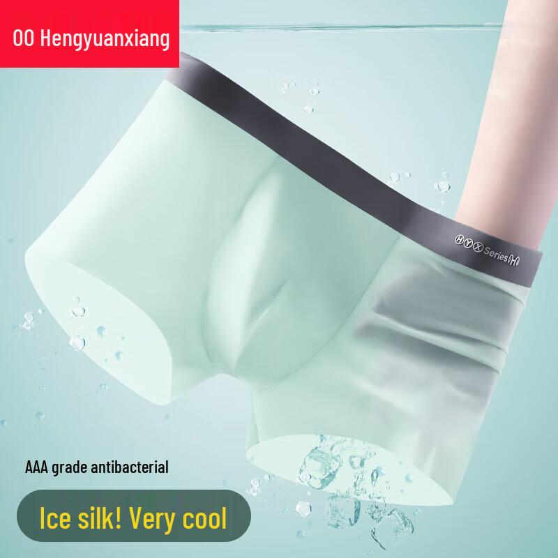 Hengyuanxiang Men's Plus Size Ice Silk Seamless Boxer Briefs 3-Pack