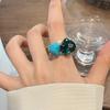 Rhinestone Turquoise Rings Stackable Western Geometric Ring Fashion Glass Flower Ring  Jewelry