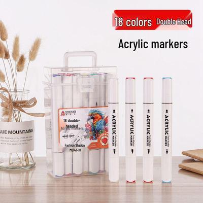 18-farbiges doppelseitiges Acryl-Marker-Set für Kinder - Kunst, DIY, Tagebücher & Ausmalen