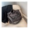 Canvas Bag Women Shoulder Crossbody Bag Letter Print Cloth Bag College Student Class Tutoring Artistic Minimalist Large Capacity