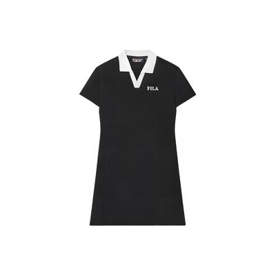 SS24 Logo Print Polo Casual Slim Elegant Breathable Short Sleeve Dress Women Dresses Black F51W429301F-BK