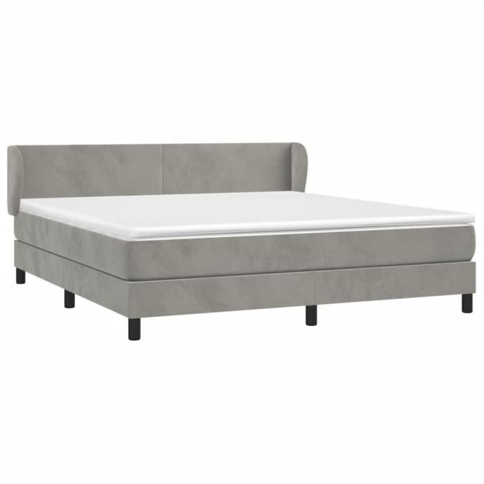 3127385 vidaXL Divan Bed and Mattress Light Grey 180x200cm Velvet