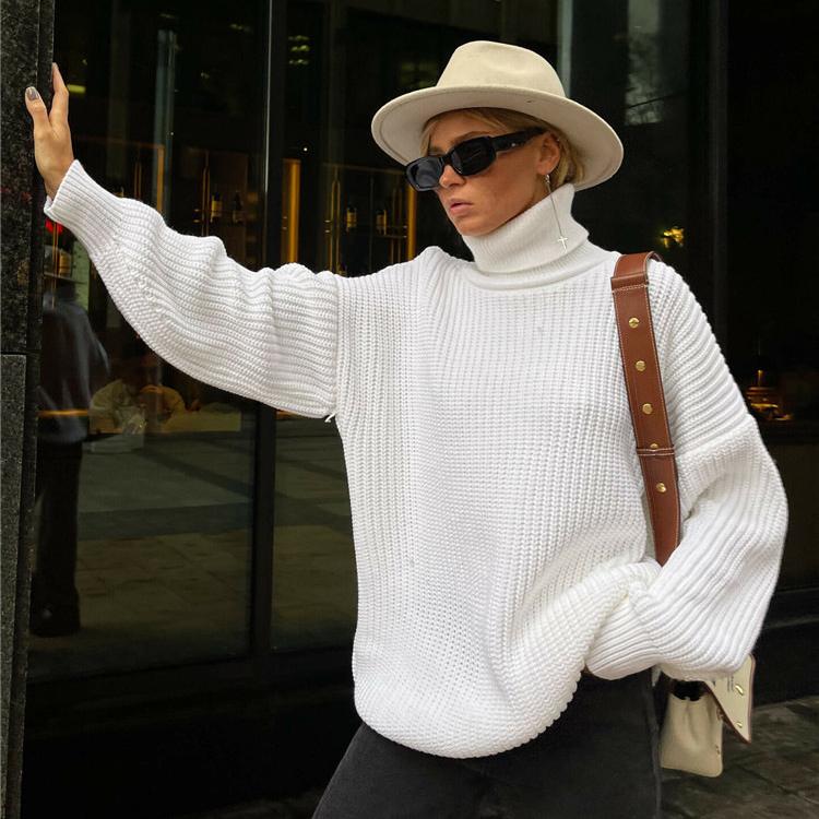 Pulover îngroșat, de toamnă și iarnă, cu gât înalt