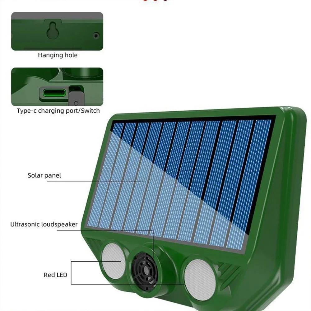 Solar Powered IP66 Waterproof Animal Repellent Device with 500mAh Rechargeable Battery for Outdoor Garden Lawn Pest Control