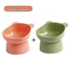 Pet Cat Bowl with Slanted Mouth and Anti-Overturn Design, High Foot, Elephant Leg Neck Protection, Cute Plastic, Four Colors.