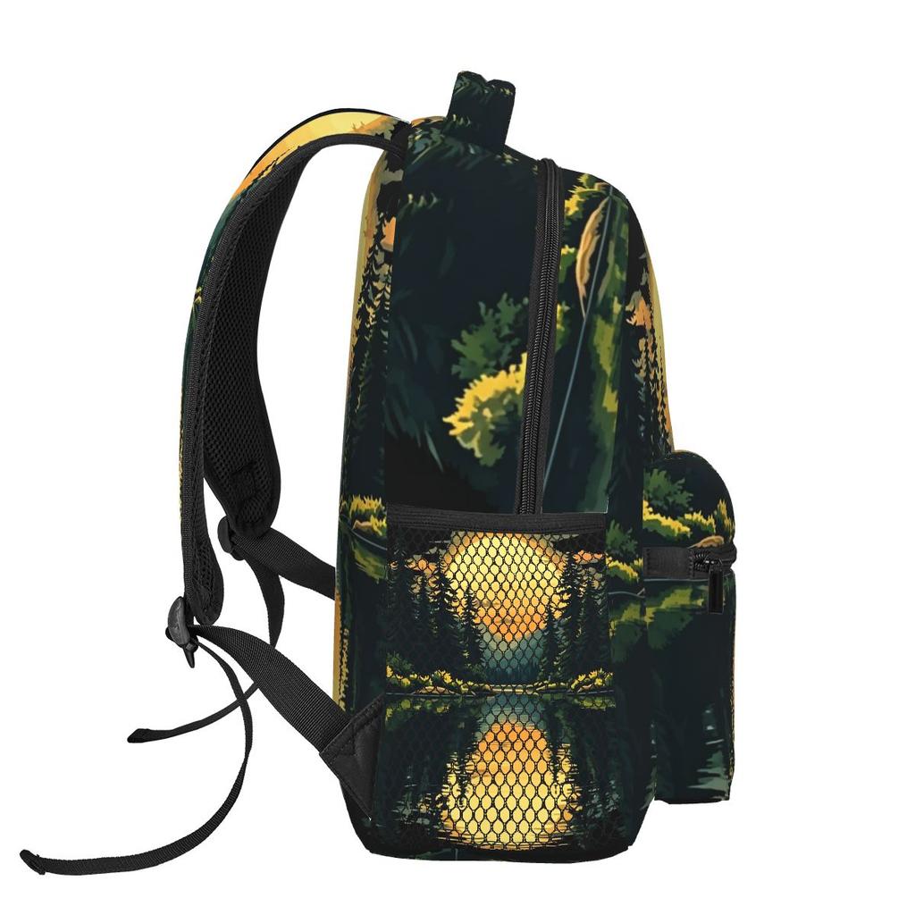 Trees Nature Mountains Adventure Outdoor Wildlife Forest Graphic Backpacks Bookbag Students School Bags Rucksack Shoulder Bag